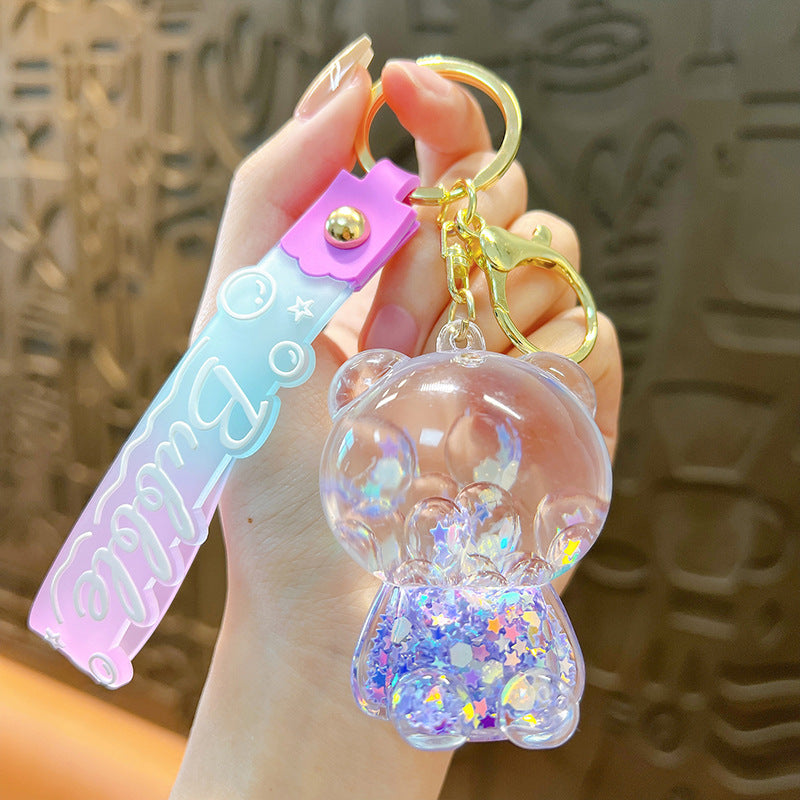 Wholesale Creative Sugar Bean Bear Oil Liquid Keychain